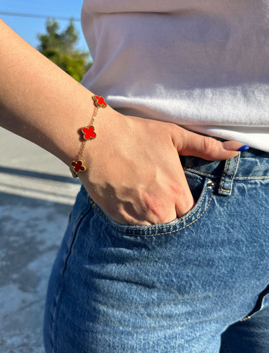 Pulsera Flores Rojas